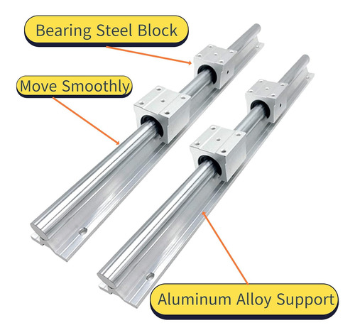 Sbr20-200mm Linear Riel De Apoyo Completo Y 4 Bloques S...