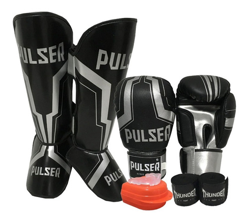 Kit Muay Thai Kickboxing 14 Oz Caneleira Pulser Original