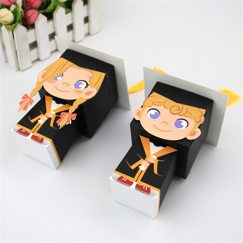 50 Uds. Cajas De Regalo Con Gorro De Graduación, Cajas ,
