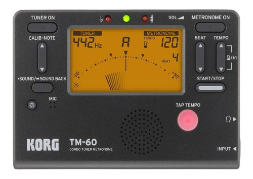 Metrônomo sintonizador com microfone de contato, Korg TM-60c-bk