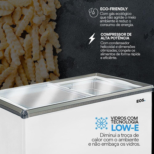 Freezer Expositor Horizontal Eos 320l Dupla Ação Eeh400 220v