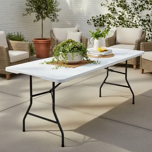 Combo 2 Mesas De Exterior Alpina Picnic 180 Cm Camping Blanco
