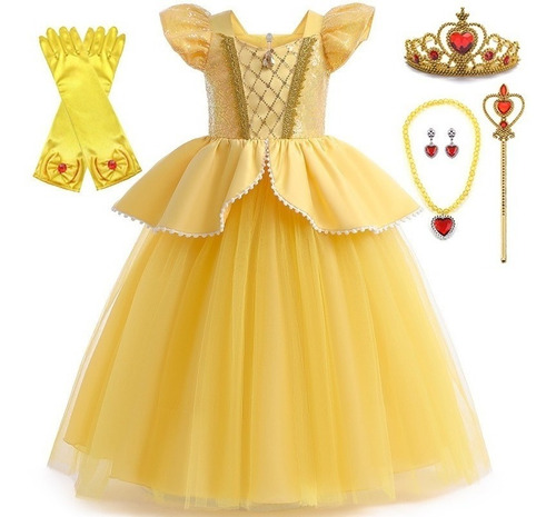 Vestido De Princesa Bella Disfraz Beauty Y Beast Para Niños Navidad Cumpleaños Cosplay Fiesta Halloween