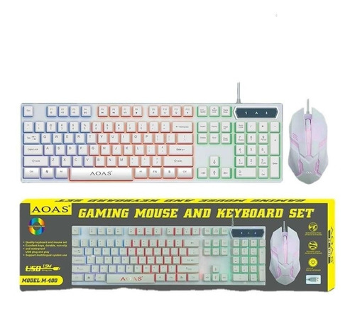 Imagen 4 de 5 de Combo Gamer Teclado Con Luz Y Letra Ñ + Mouse Optico M400