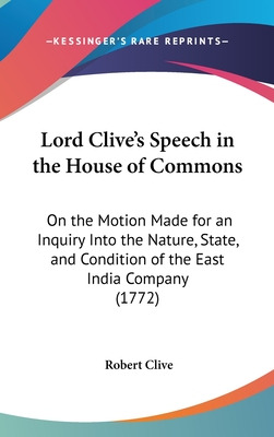 Libro Lord Clive's Speech In The House Of Commons: On The...