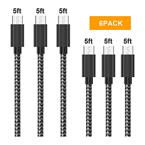 Usb Cable Cargador Android 6 Pack 5 Pie Nylon Trenzado Rf