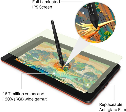 Tableta Gráfica Huion Kamvas 12 De Presión Y Lápiz, Naranja