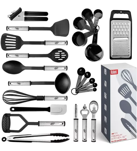 Kit Juego Utensilios Cocina 24 Piezas Nylon Acero Espátulas