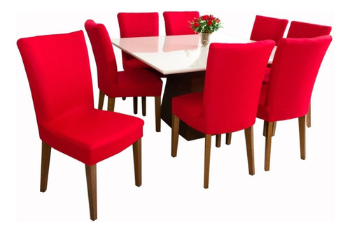 8 Capas Protetora P/ Cadeiras De Jantar Sala Cozinha Cores Cor Vermelho Desenho Do Tecido Liso