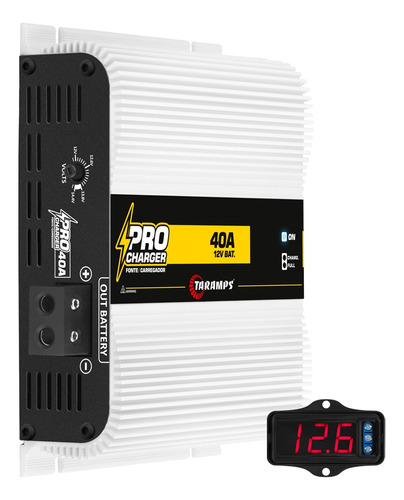 Fonte Taramps 40 Amperes Pro Charger + Voltimetro Vtr 1000