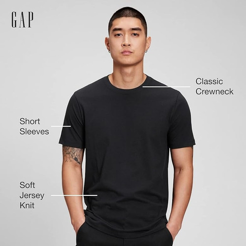 Remera De Algodón Negra Gap Para Hombre Original Usa!!!!