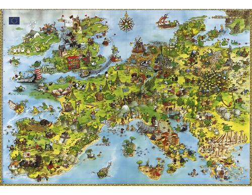 Juegos De Paul Lamond, Rompecabezas Heye, United Dragons Of Europe, Guillermo Mordillo, 4000 Piezas