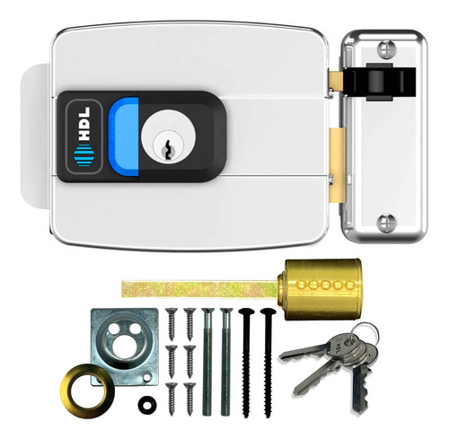 Fechadura Eletrica Hdl Inox C/ Botão Cilindro Ajustável 87mm