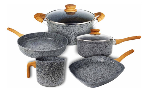 Set 5p Hudson Granito Stone Bateria Jarro Bifera Inducci Bz3