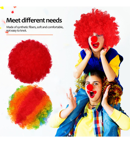 Peluca Afro Pride Wig, Peluca De Payaso Rojo Arcoíris, 2 Uni