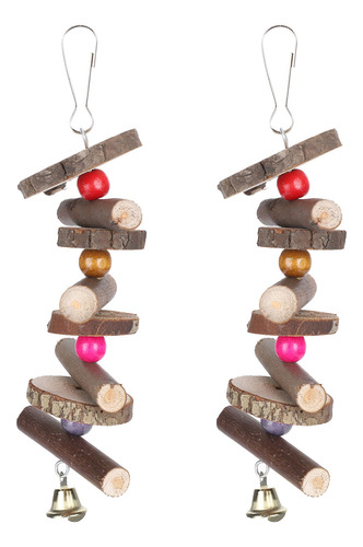Juguete Colgante De Madera Para Morder Bird Bite Blocks, 2 P