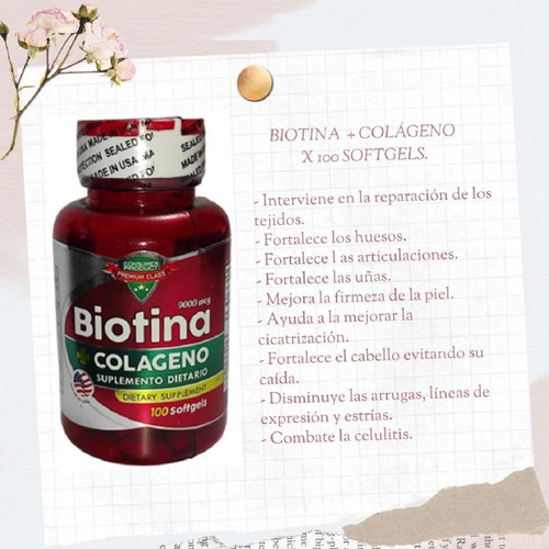 Biotina + Colageno 9000 Mcg - Unida - Unidad a $500