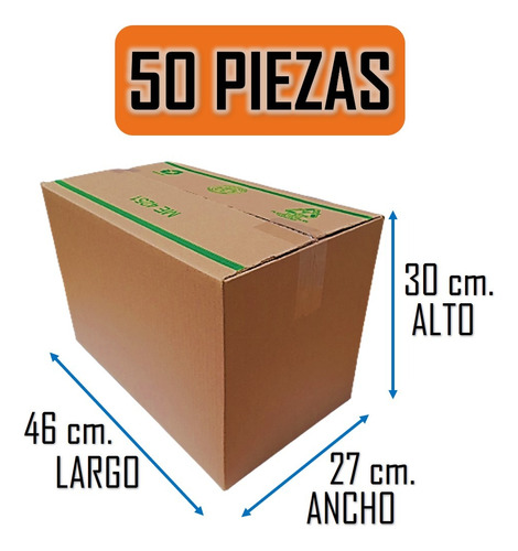 Caja De Cartón Para Envíos O Mudanza 46x27x30cm - 50 Piezas.
