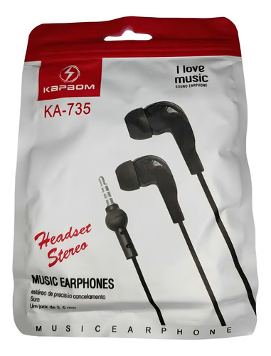 Fones De Ouvido Kapbom-ka-735 Com Microfone Cor Preto Luz Preto