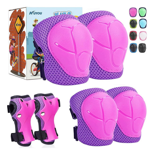 Rodilleras Y Coderas De Seguridad Kuyou Para Niños, Morado O