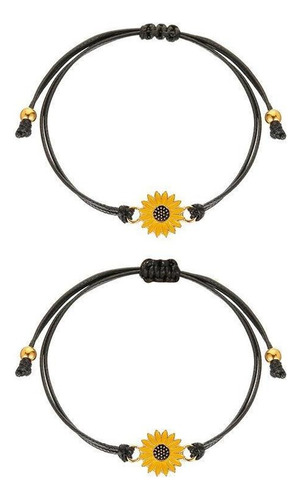 Q Dos Pulseras Trenzadas De Margaritas Y Girasoles