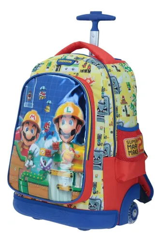 Mochila Escolar Grande Chenson Con Baston Y Ruedas Con Luz Mario