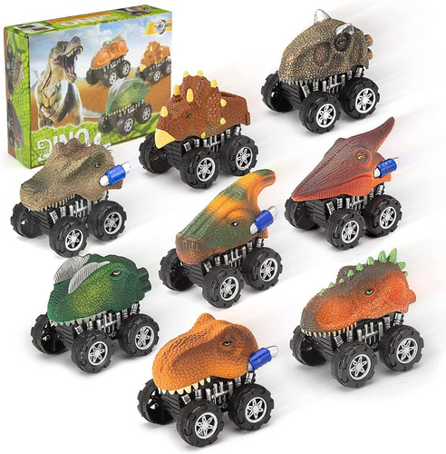 Dinosaurios Set Carros De Impulso Dino Racing Originales 