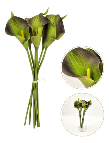 Calla Verde Ramalhete 35cm 6 Flores Copo De Leite