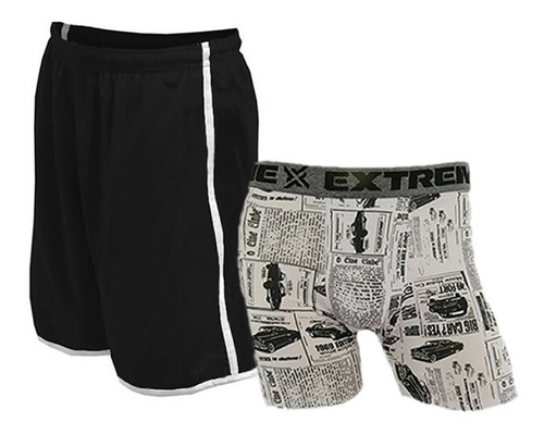 Imagem 1 de 7 de Kit Cueca Box Xtreme + Shorts Futebol Plus Size Atacado