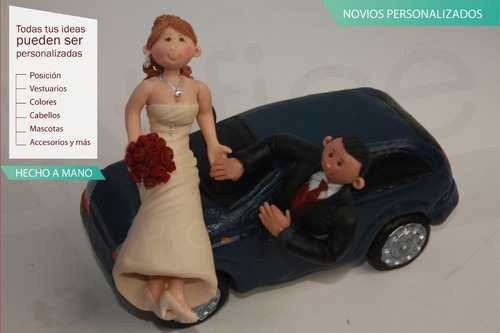 Novios Personalizados Con Carro, Novia Sobre Capot Recuerdos