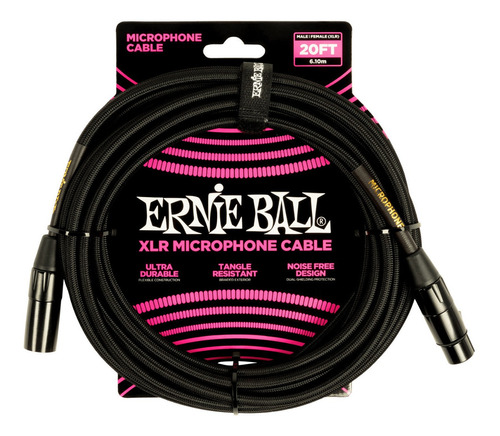 Cable Ernie Ball Microfono Xlr Macho/hembra Trenz. 6392  6mt