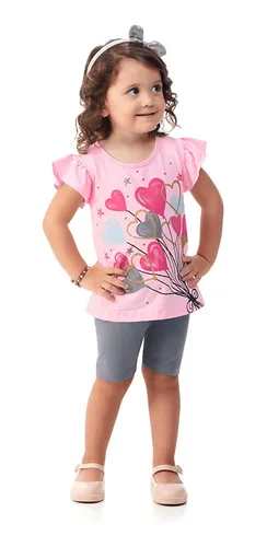 Kit 6 Conjunto Roupa Infantil Menina Short Verão Atacado