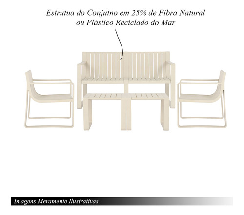 Conjunto 2 Poltronas 2 Mesas Centro 1 Sofá Fibra Bambu