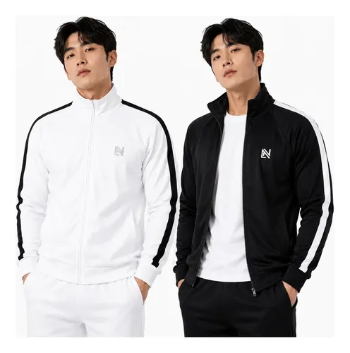 Kit 2 Jaqueta Blusa Masculina Academia Zíper Flanelad 1 Preto E 1 Branco M Liso