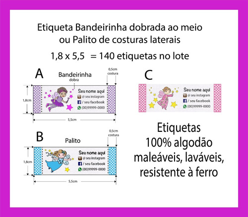 140 Etiquetas Com Desenho De Fada Seus Dados Personalizados.