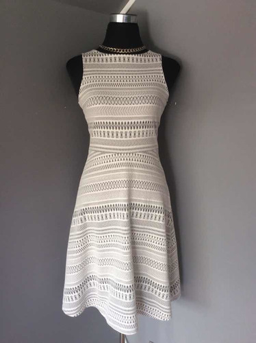 Po Vestido Gris Con Crema Banana Republic, Talla 0/xs.