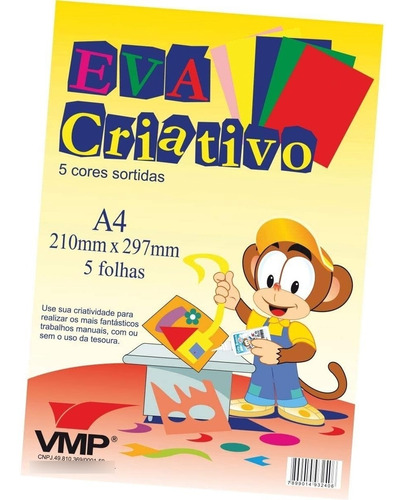 Pacote C/ 10 Unidades De Eva Criativo C/ 5 Cores Sortidas Vm