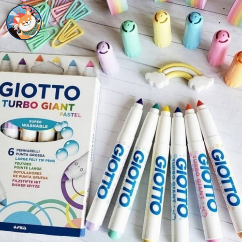 Imagen 4 de 4 de Marcador Punta Conica Giotto Turbo Giant Pastel - 6 Colores