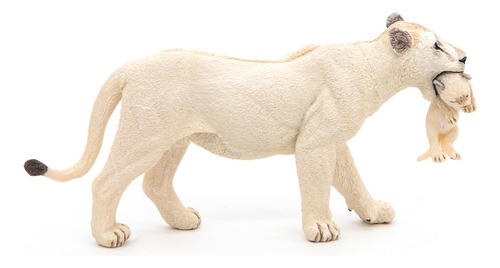 Figura De Leona Blanca Con Cachorro Multicolor