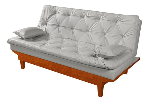 Sofa Cama Caribe Courino Couro Sintetico Essencial Estofados Cor Gelo