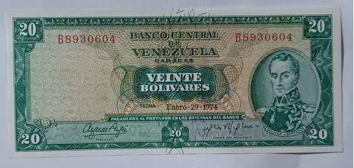 Billete De Venezuela 20 Bs Enero 29 1974 - Sin Circular  B7