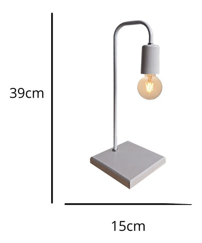 Luminária De Mesa Escritório Retrô Com Base Mdf - E-27