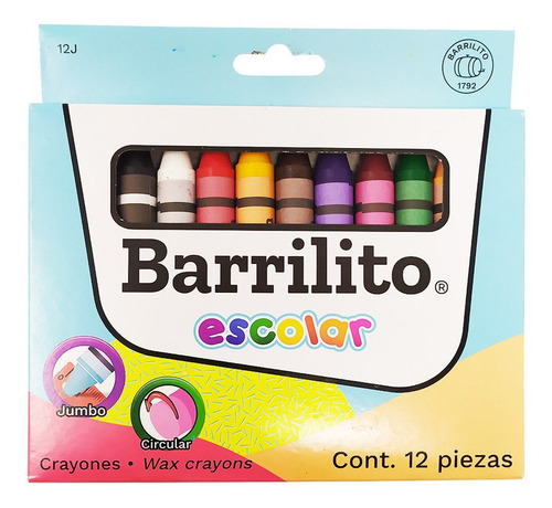 Crayon Jumbo Barrilito 12j Varios Colores 12 Piezas