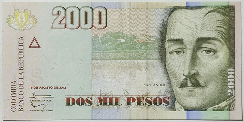 Billete 2000 Pesos 18/ago/2012 Colombia Au