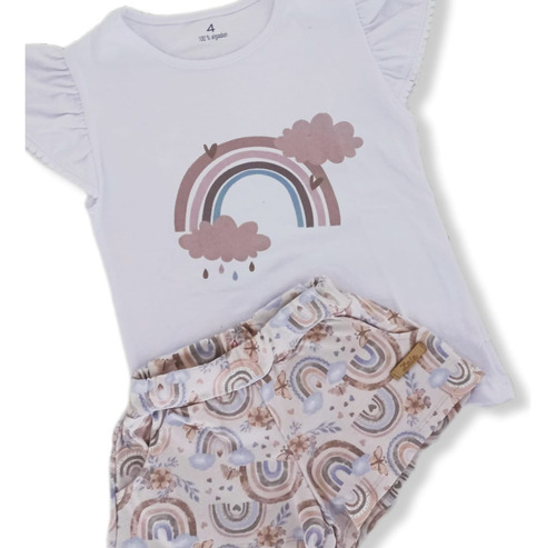 Conjunto Remera Y Short Algodon Con Lycra Premium 4 Al 14