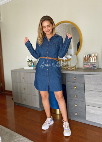 Imagen 1 de 2 de Vestido Manhattan Denim Jean Manga Larga Casual Arma Tu Look