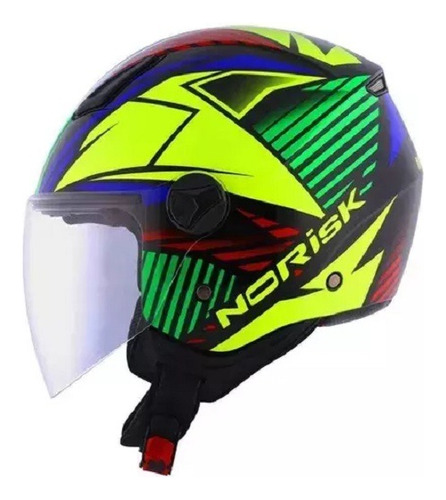 Capacete Aberto Norisk Orion Mosaic Yellow Preto