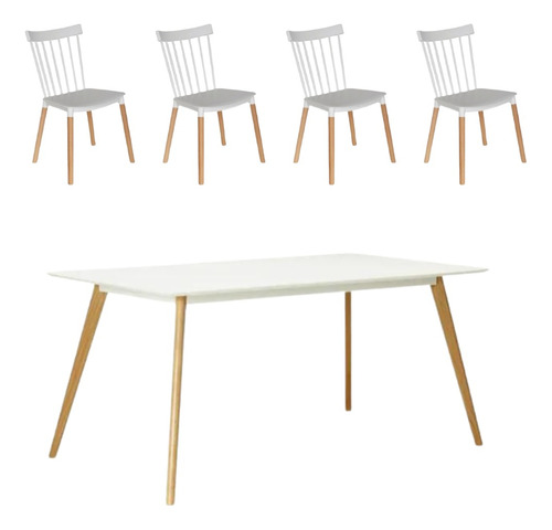 Juego De Comedor Mesa Eames+4 Sillas Windsor-tu Idea