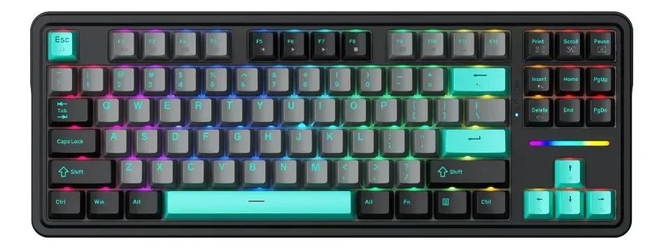 Teclado Mecânico Gamer Kg87 Rgb Switch Silver Machenike Preto Sl Inglês