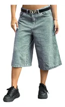 Comprar Bermuda Baggy Mujer Jean Mom Capri Relaxed Dama Tiro Alto